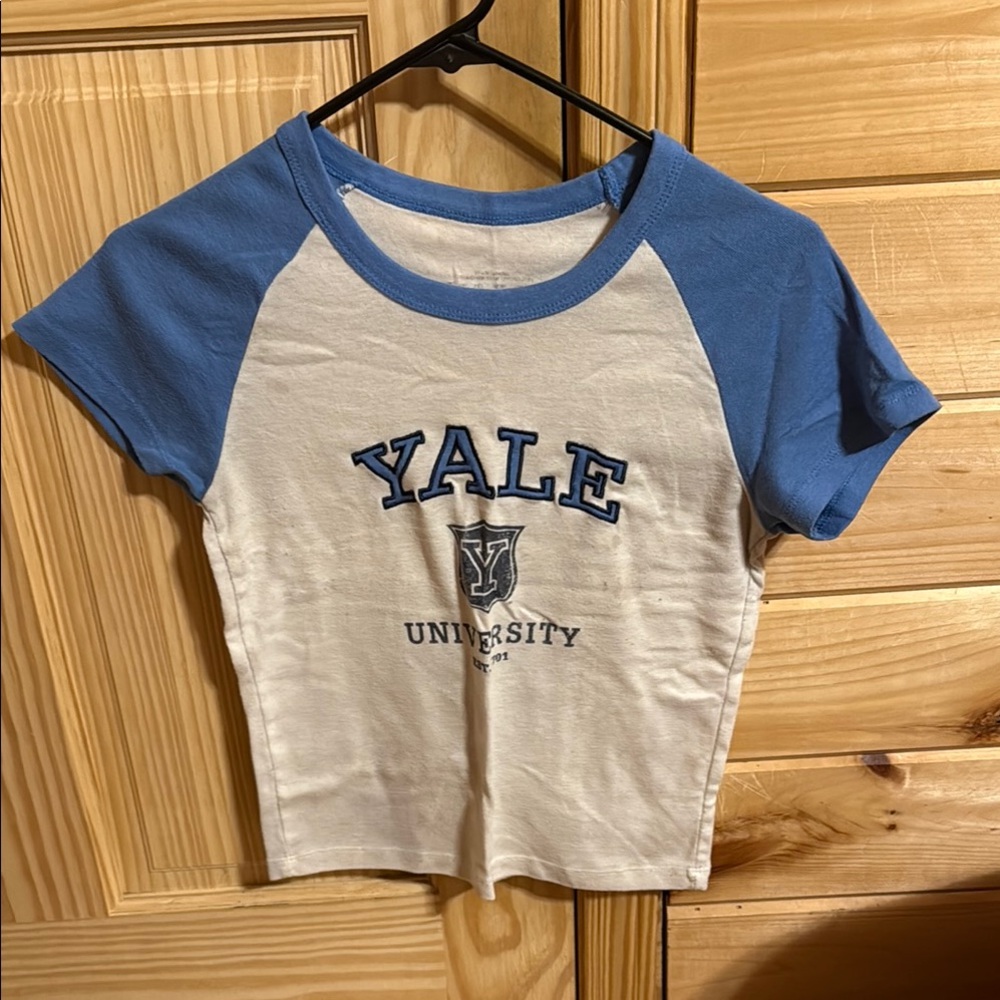 Yale Blue and White Raglan T-Shirt